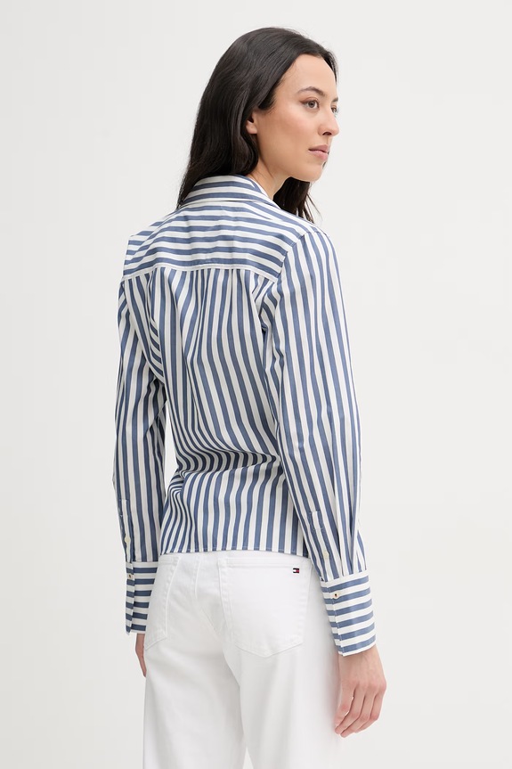 Oblečenie Tommy Hilfiger zavinovacia blúzka dámska bavlnená WW0WW49650 modrá