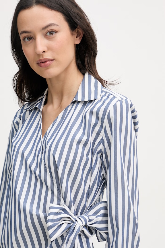 Tommy Hilfiger zavinovacia blúzka dámska bavlnená modrá WW0WW49650