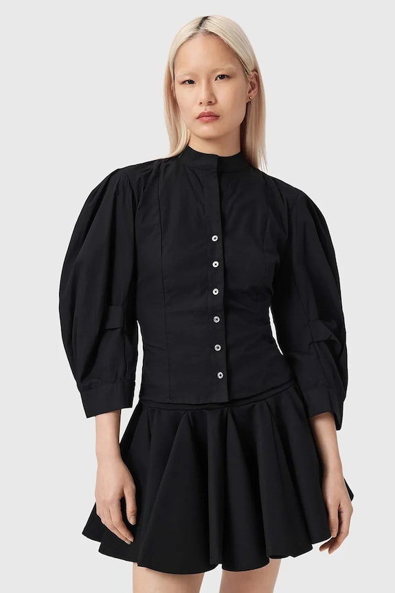 Βαμβακερό πουκάμισο AllSaints MAUD slim μαύρο W023PE
