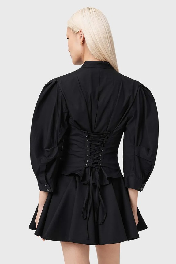 Βαμβακερό πουκάμισο AllSaints MAUD W023PE μαύρο SS26