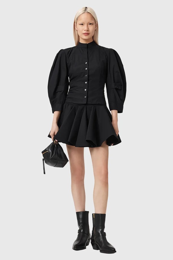 Ρούχα Βαμβακερό πουκάμισο AllSaints MAUD W023PE μαύρο