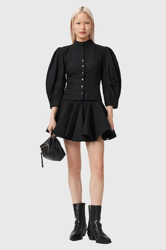 Ρούχα Βαμβακερό πουκάμισο AllSaints MAUD W023PE μαύρο