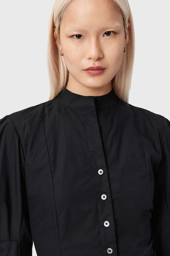 Βαμβακερό πουκάμισο AllSaints MAUD μαύρο W023PE