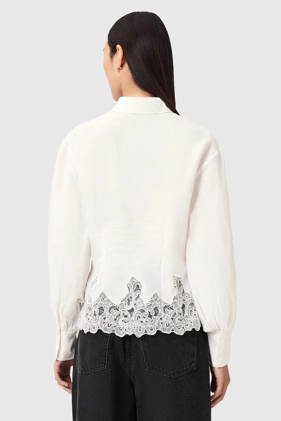 AllSaints srajca ženska z lanom CAROL W040PE bela SS26