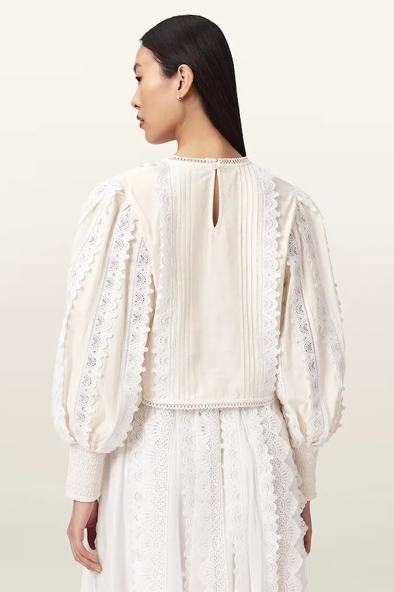 AllSaints bluzka bawełniana HART W052PE biały SS26