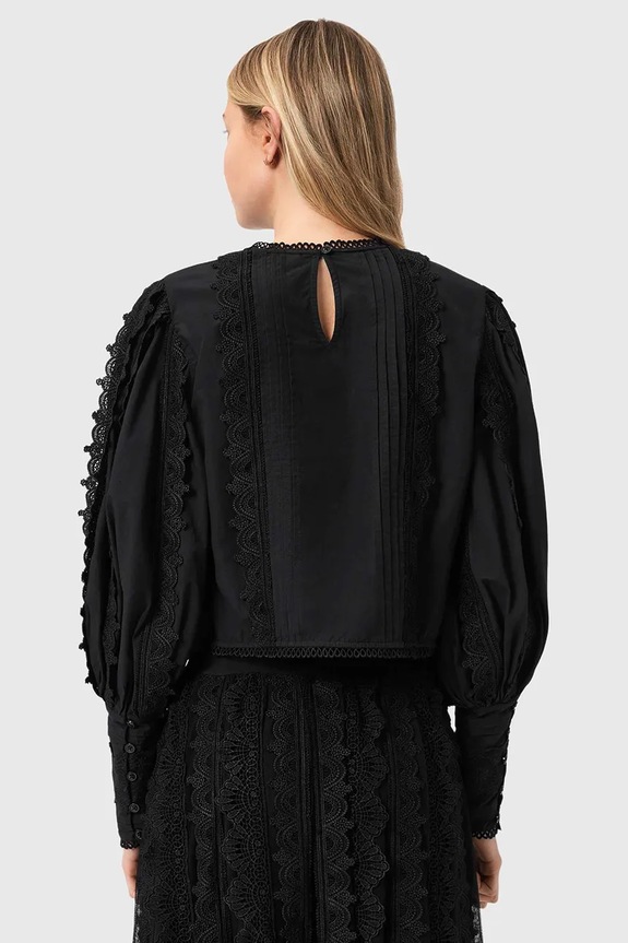AllSaints blúz pamutból HART W052PE fekete SS26