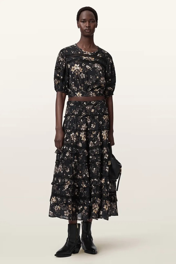 Ρούχα Μπλουζάκι AllSaints PEONY W071PE μαύρο