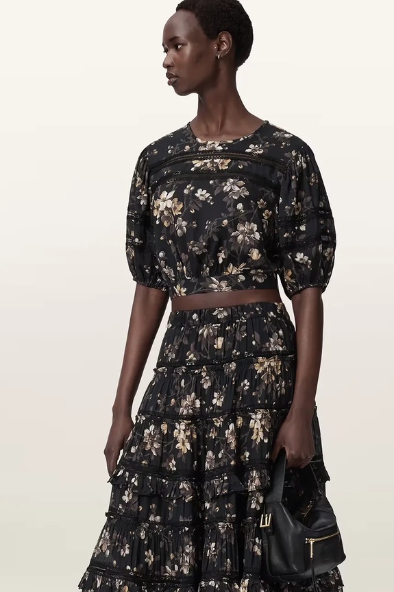 Μπλουζάκι AllSaints PEONY μαύρο W071PE