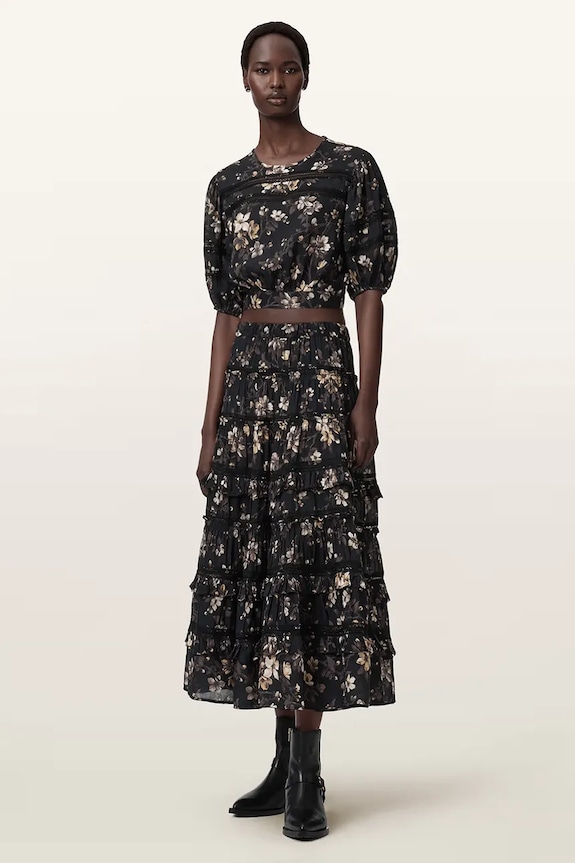 Μπλουζάκι AllSaints PEONY W071PE μαύρο