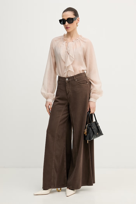 Guess dámska blúzka s volánom MAELYS W6GH28.W1844 béžová SS26