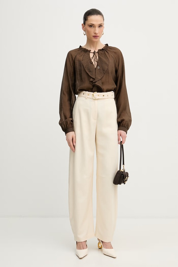 Guess blúzka s volánom dámska MAELYS W6GH28.W1844 hnedá SS26