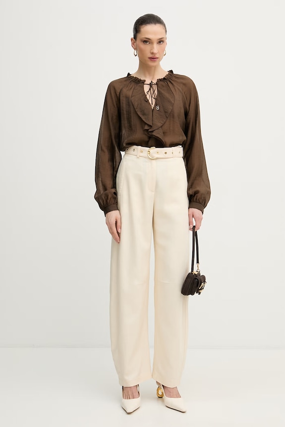 Guess blúzka s volánom dámska MAELYS W6GH28.W1844 hnedá SS26