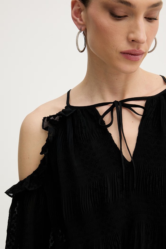 Guess bluzka z odkrytymi ramionami damska EMILIA W6GH61.W2041 czarny