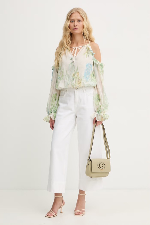 Guess fodros női viszkóz blúz EMILY W6GH94.W2397 zöld SS26