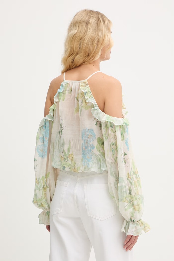 Ruházat Guess fodros női viszkóz blúz EMILY W6GH94.W2397 zöld