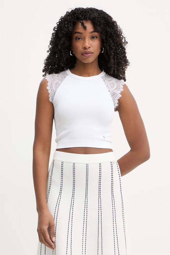 Guess crop top damski MILLIE biały W6GZ01.Z0606