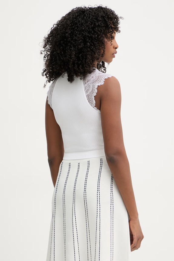 Odzież Guess crop top damski MILLIE W6GZ01.Z0606 biały