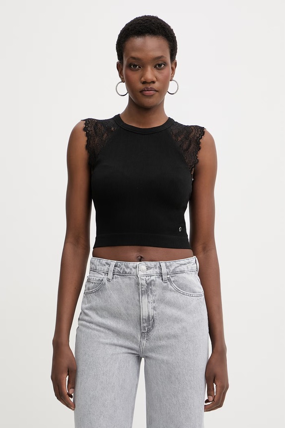 Guess crop top za žene MILLIE crna W6GZ01.Z0606