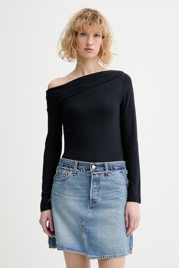 Μακρυμάνικο Levi's OFF SHOULDER LS slim σκούρο μπλε 005IT