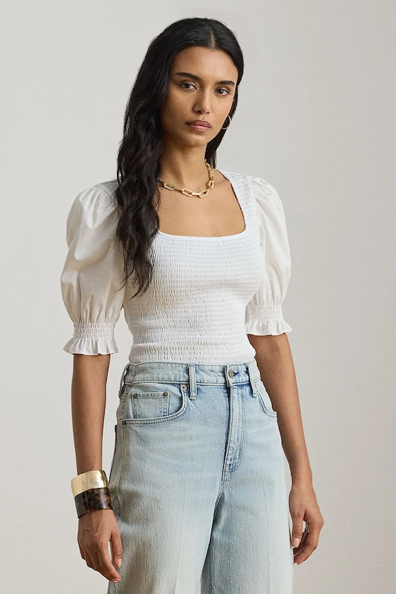 Lauren Ralph Lauren blúzka dámska bavlnená biela 200P09102