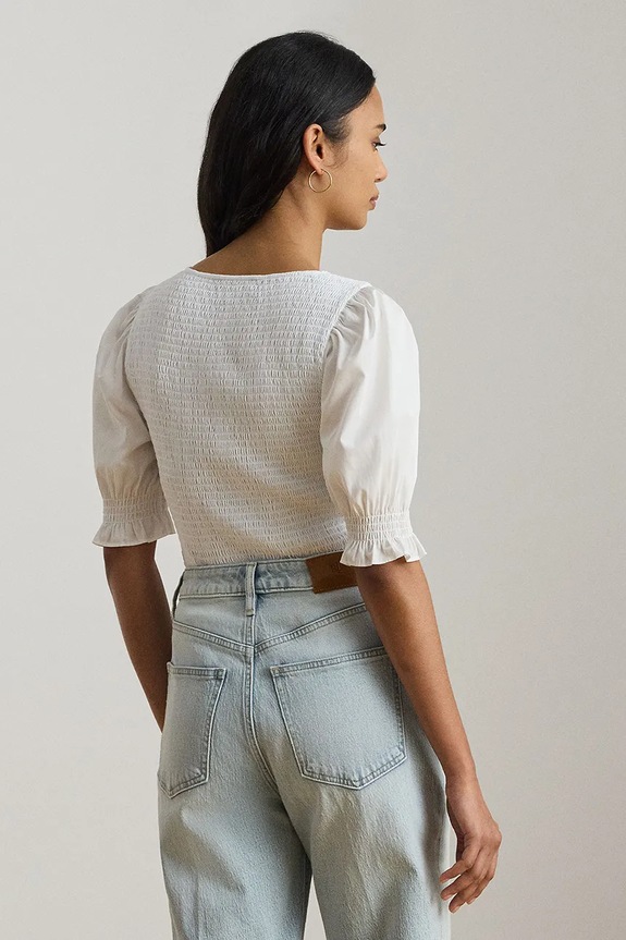 Lauren Ralph Lauren blúzka dámska bavlnená 200P09102 biela SS26