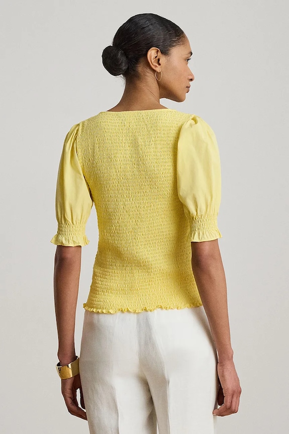 Lauren Ralph Lauren bluză pentru femei, din bumbac 200P09102 galben SS26