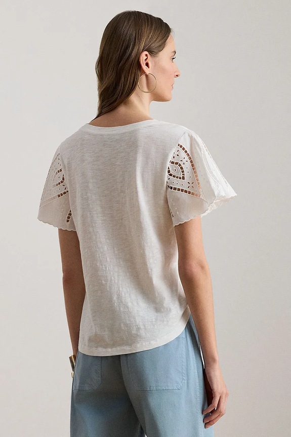 Lauren Ralph Lauren bluză pentru femei, din bumbac 200P09104 alb SS26