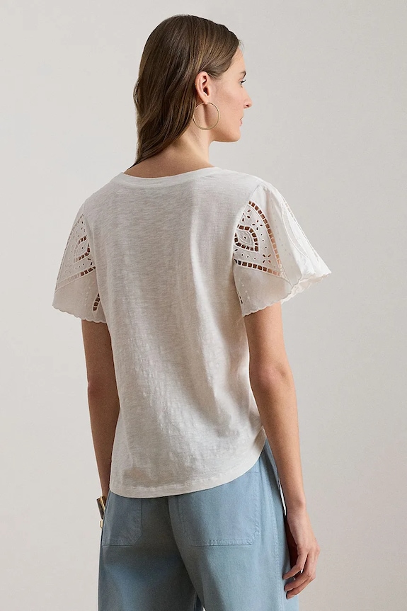 Lauren Ralph Lauren bluză pentru femei, din bumbac 200P09104 alb SS26