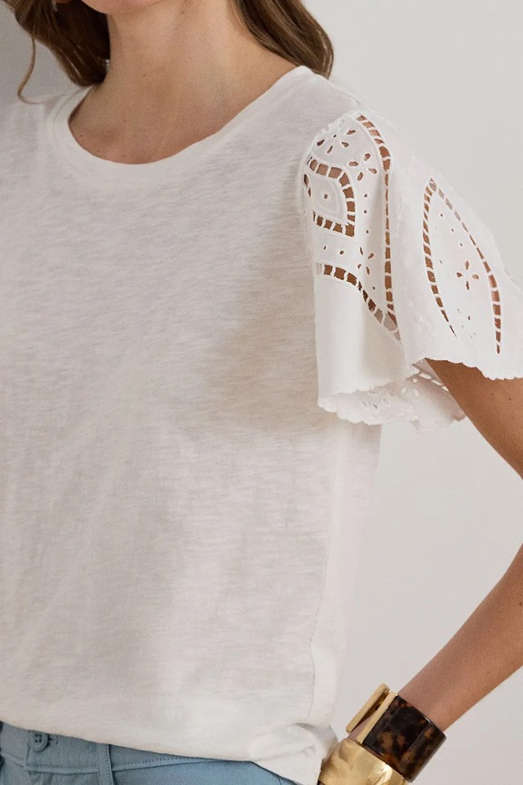 Lauren Ralph Lauren bluză pentru femei, din bumbac alb 200P09104