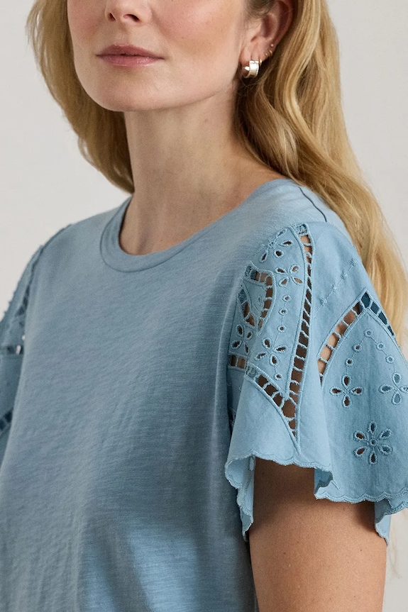 Lauren Ralph Lauren bluză pentru femei, din bumbac turcoaz 200P09104