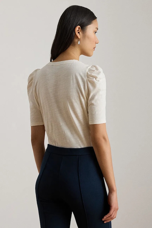 Lauren Ralph Lauren bluză din bumbac 200P13313 bej SS26