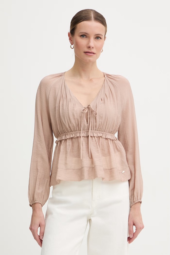 Gaudi bluzka damska z wiskozy beżowy 611FD45032