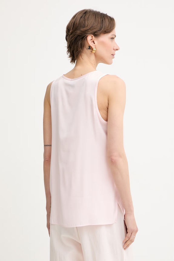 Oblečenie BOSS blúzka s ramienkami dámska s hodvábom Bettyna 50557202 ružová