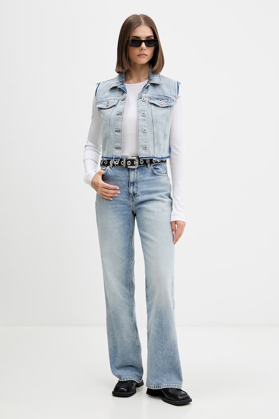 HUGO Blue jednoradová vesta dámska rifľová Garis_B 50557076 modrá SS26