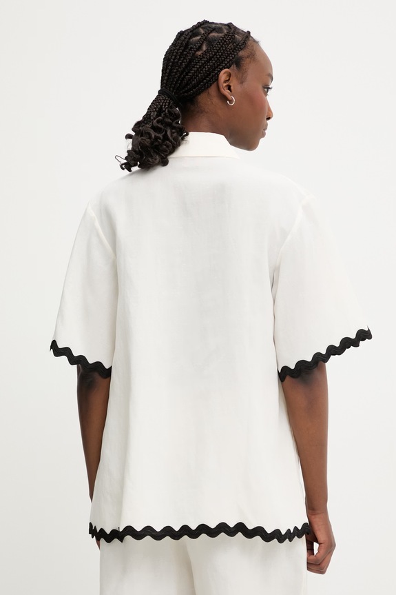 Odzież HUGO koszula damska z dodatkiem lnu Camule-1 50558175 beżowy