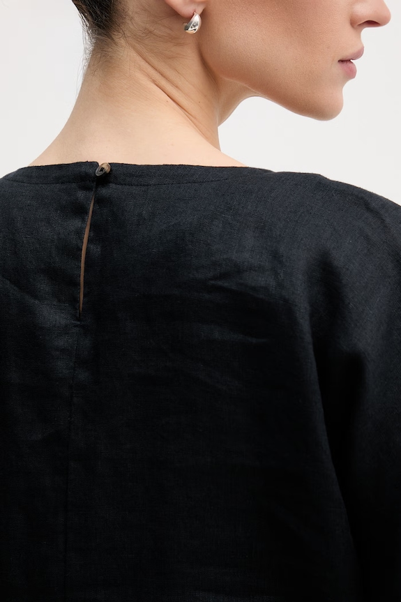 DKNY γυναικεία μπλούζα από λινό P2RALFYG μαύρο