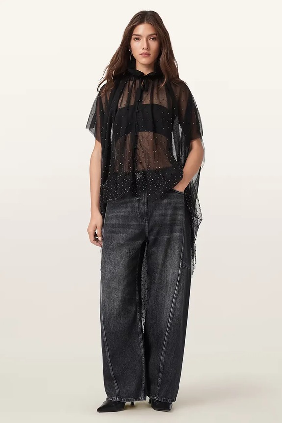 Блузка AllSaints W130PD чёрный SS26