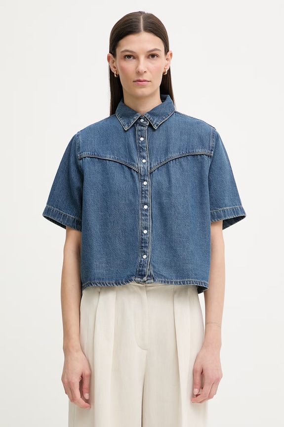Levi's košeľa dámska rifľová LOGAN SS DENIM modrá 005CR