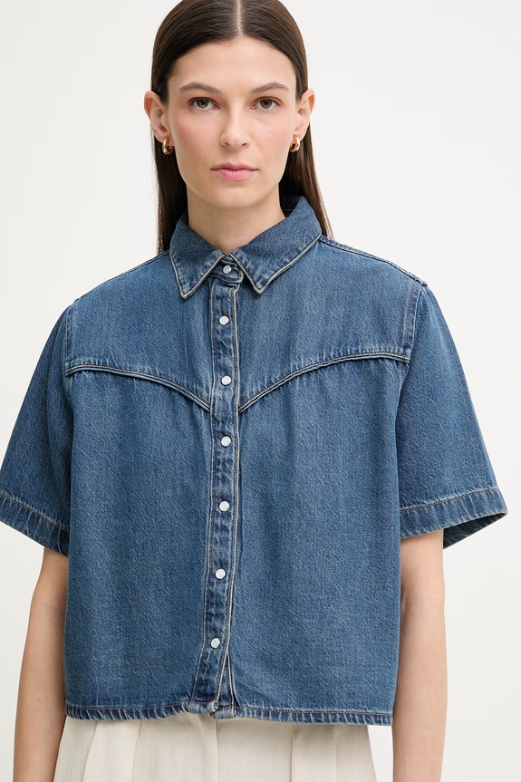 Levi's košeľa dámska rifľová LOGAN SS DENIM modrá 005CR