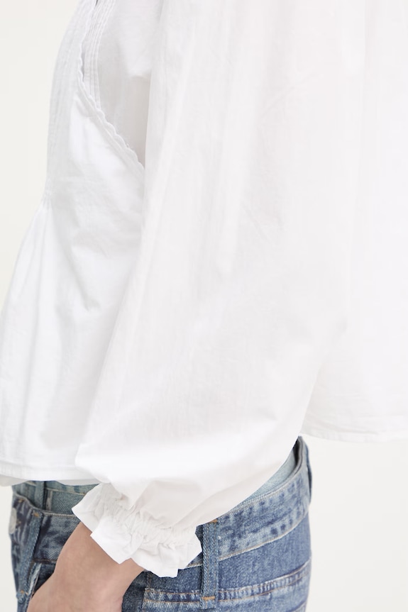 Levi's bluză petrecută pentru femei, din bumbac SOLEIL WRAP 005CS alb