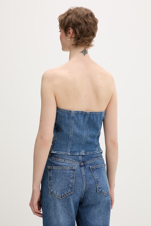 Oblečenie Karl Lagerfeld Jeans korzetová blúzka dámska bavlnená B2W11042 modrá
