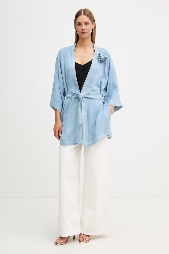 Blugirl Blumarine kardigan damski z lyocellu RA6077.D5049 niebieski SS26