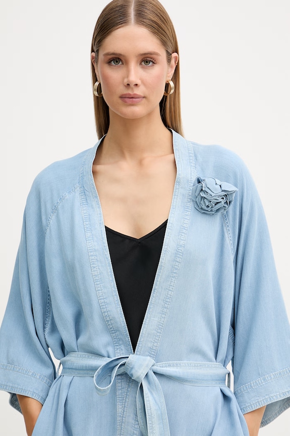 Blugirl Blumarine kardigan damski z lyocellu niebieski RA6077.D5049