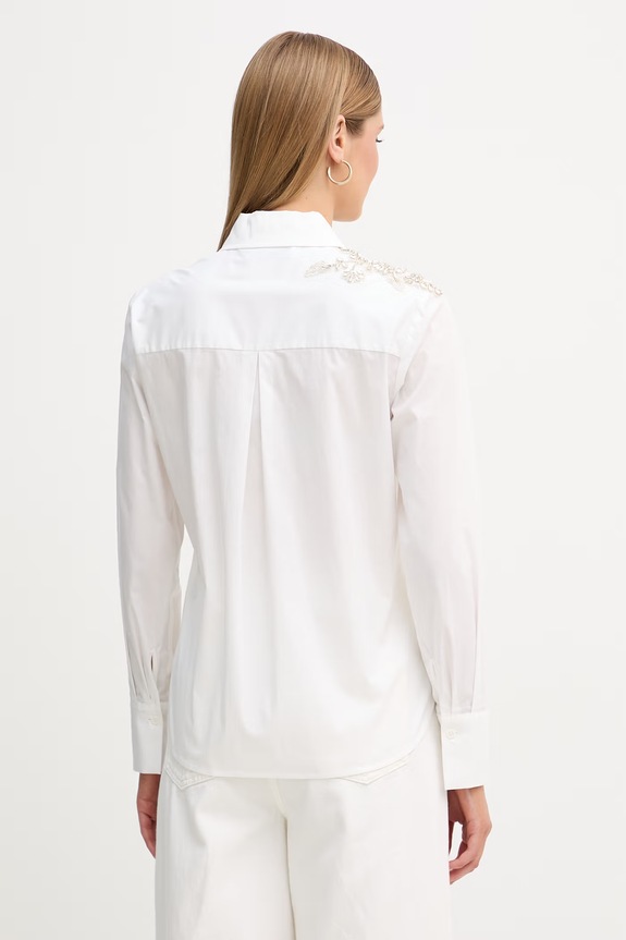 Odzież Blugirl Blumarine koszula damska bawełniana z elastanem RA6158.T2943 biały