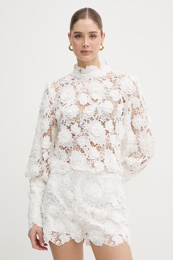 Bardot bluza za žene s otvorima bež 57501TB1