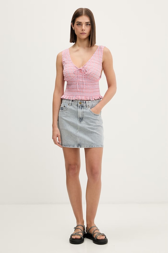 Rip Curl μπλούζα με τιράντες γυναικεία βαμβακερή PARADISE CHECK TOP 076WSH μωβ SS26