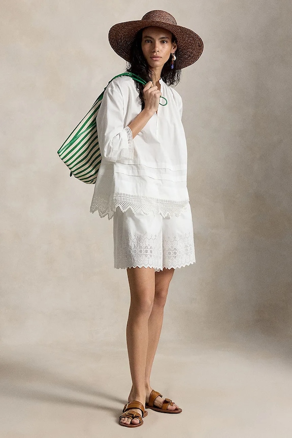 Odjeća Polo Ralph Lauren bluza za žene od pamuka 211A12796 bijela