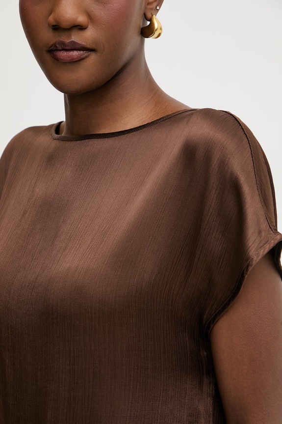 Haveone bluzka damska z wiskozy CWG.Q004 brązowy
