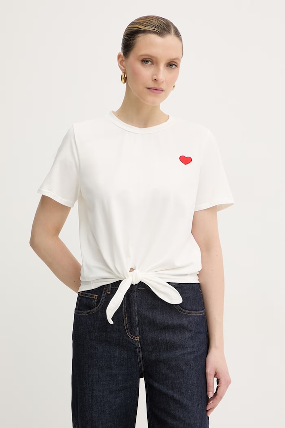 Morgan t-shirt damski z bawełną beżowy DANNY