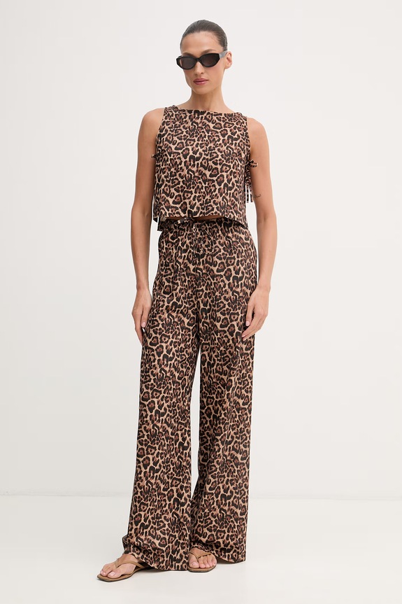 Paramidonna top damski lniany SS26LTLEO.1 brązowy SS26